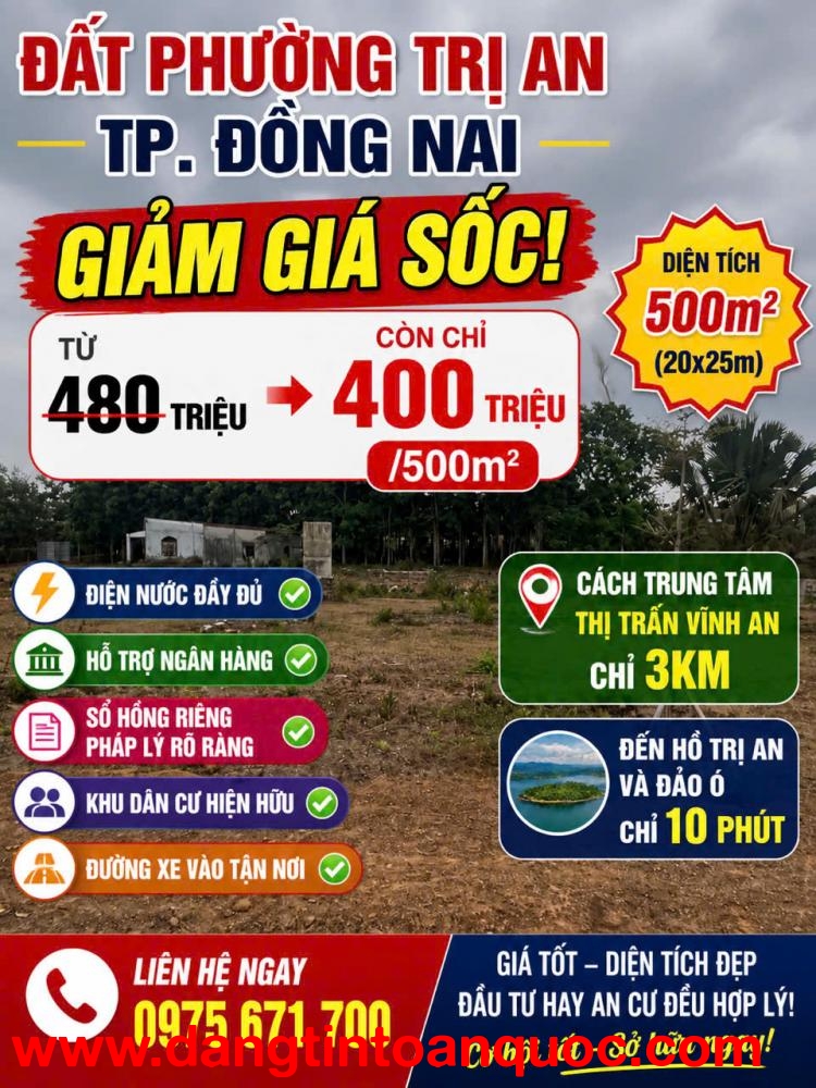 *** ĐẤT Phường Trị An GIẢM GIÁ SỐC ***