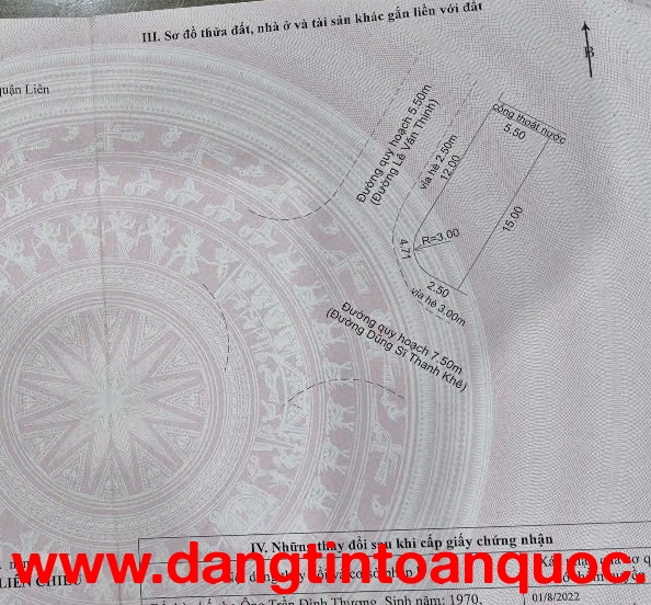 Bán đất LÔ GÓC 2 mặt tiền Dũng Sĩ Thanh Khê & Lê Văn Thịnh