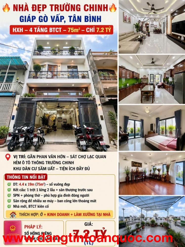 ????????HXH TRƯỜNG CHINH – NHÀ ĐẸP 4 TẦNG ????