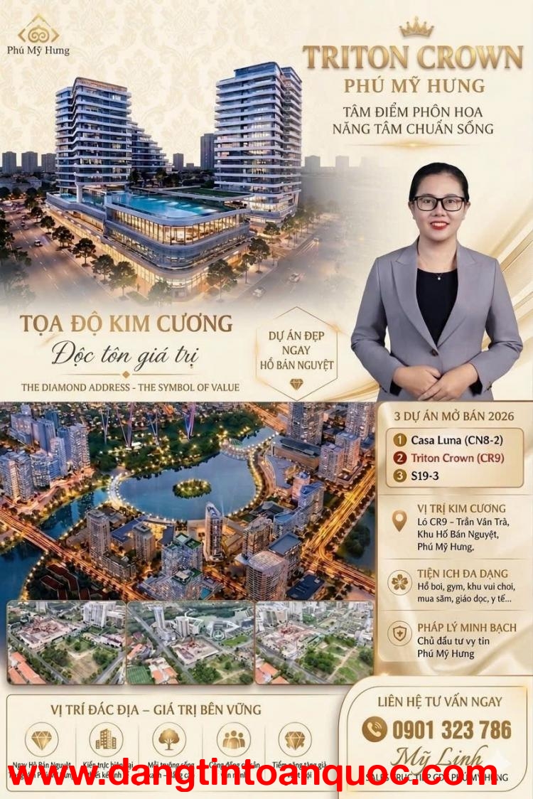 DỰ ÁN TRITON CROWN PHÚ MỸ HƯNG 80-200m2 , 2PN - 3PN – Sở Hữu Căn Hộ Cao Cấp Hồ Bán Nguyệt. xem ngay 