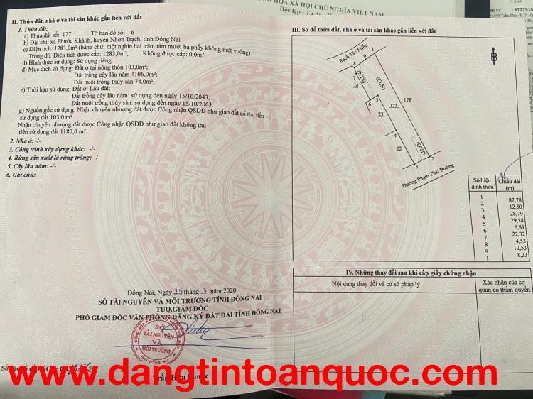 ĐẤT MẶT TIỀN  ĐẸP – GIÁ TỐT  – CHÍNH CHỦ CẦN BÁN  Tại Xã Phước Khánh, Huyện NHƠN TRẠCH