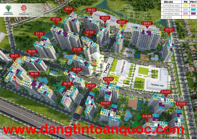 CHÍNH CHỦ BÁN CĂN HỘ 2PN 2WC – 59m², TÒA S601, THE ORIGAMI – VINHOMES GRAND PARK - THỦ ĐỨC, TP HỒ CH