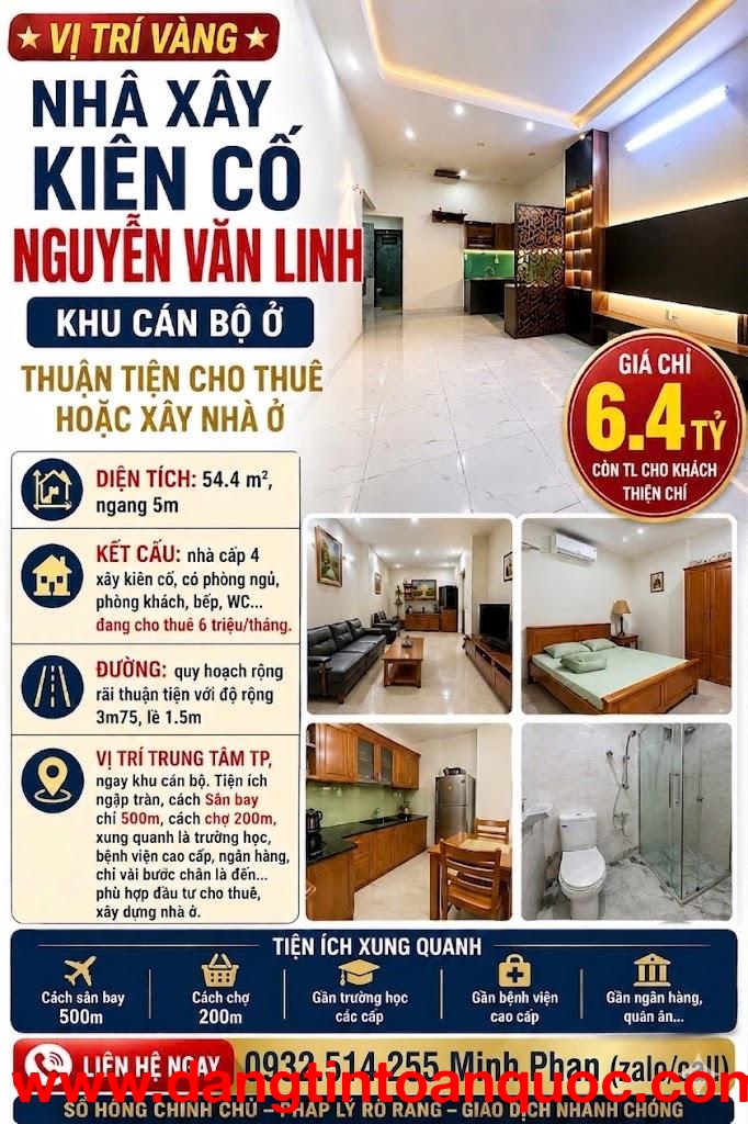 Bán Nhà Nguyễn Văn Linh - Trung Tâm Đà Nẵng - Vị Trí Vàng - Đường Ô tô -  Có Lề - Giá Chỉ 6 tỷ xxx