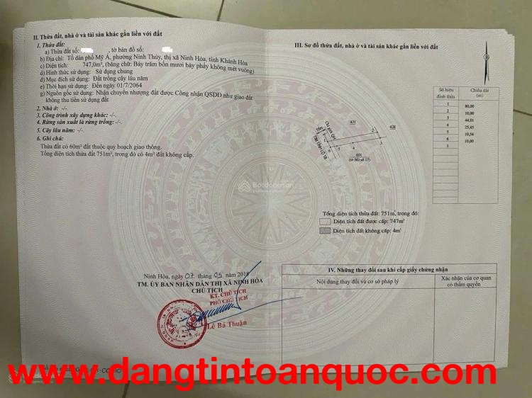 Cần bán đất mặt tiền đường Lê Hồng Phong - phường Đông Ninh Hòa