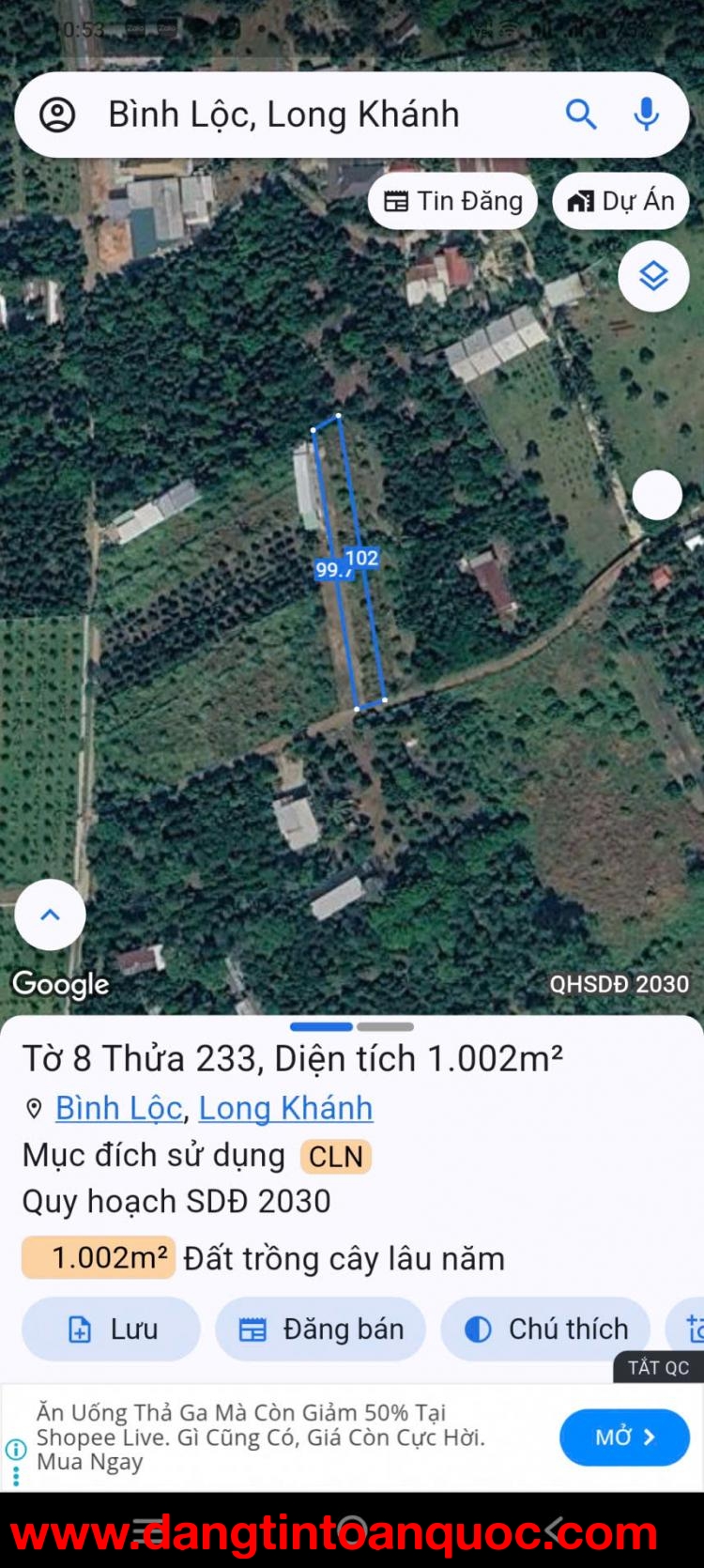 CHÍNH CHỦ BÁN 1002m² ĐẤT CÂY TRỒNG LÂU NĂM – BÌNH LỘC, LONG KHÁNH – GIÁ TỐT ĐẦU TƯ