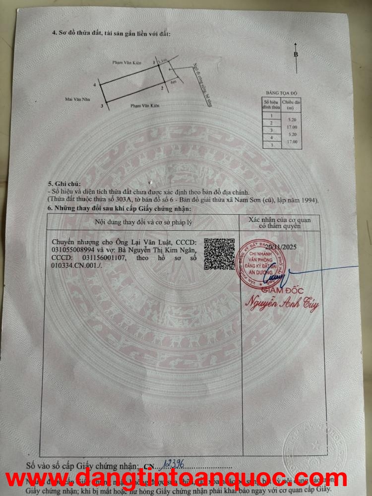 BÁN ĐẤT TẠI LƯƠNG QUÁN – AN DƯƠNG – HẢI PHÒNG