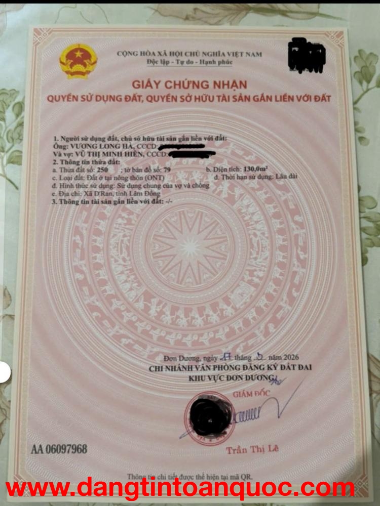 ĐẤT ĐẸP – GIÁ TỐT – CHÍNH CHỦ CẦN BÁN LÔ ĐẤT tại Khu cư xá Đa Nhim – Lâm Tuyền 2, Lâm Đồng