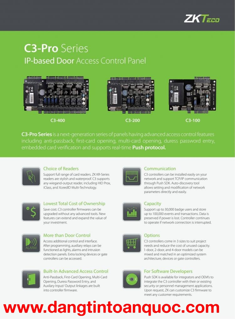 Bộ điều khiển trung tâm Controller ZKTeco C3-Pro Series 