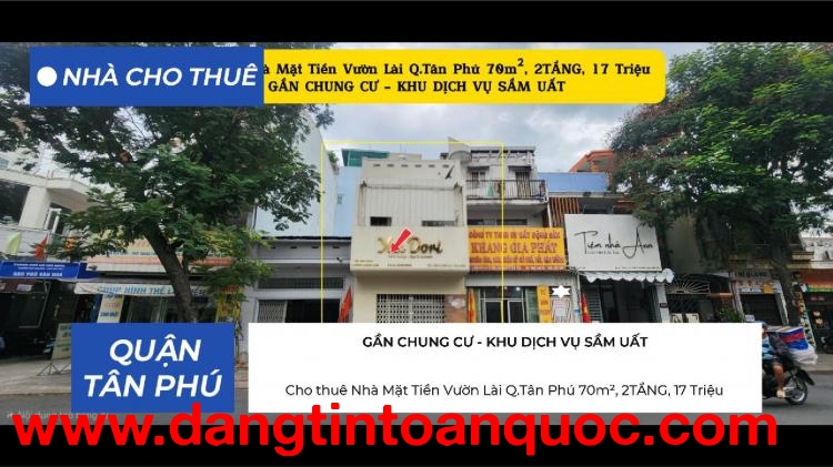 Cho thuê Nhà Mặt Tiền Vườn Lài Q.Tân Phú 70m², 2TẦNG, 17Triệu