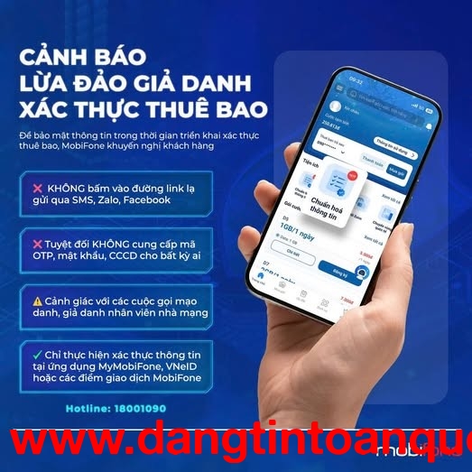 Cảnh báo mạo danh nhà mạng để lừa đảo xác thực thông tin thuê bao