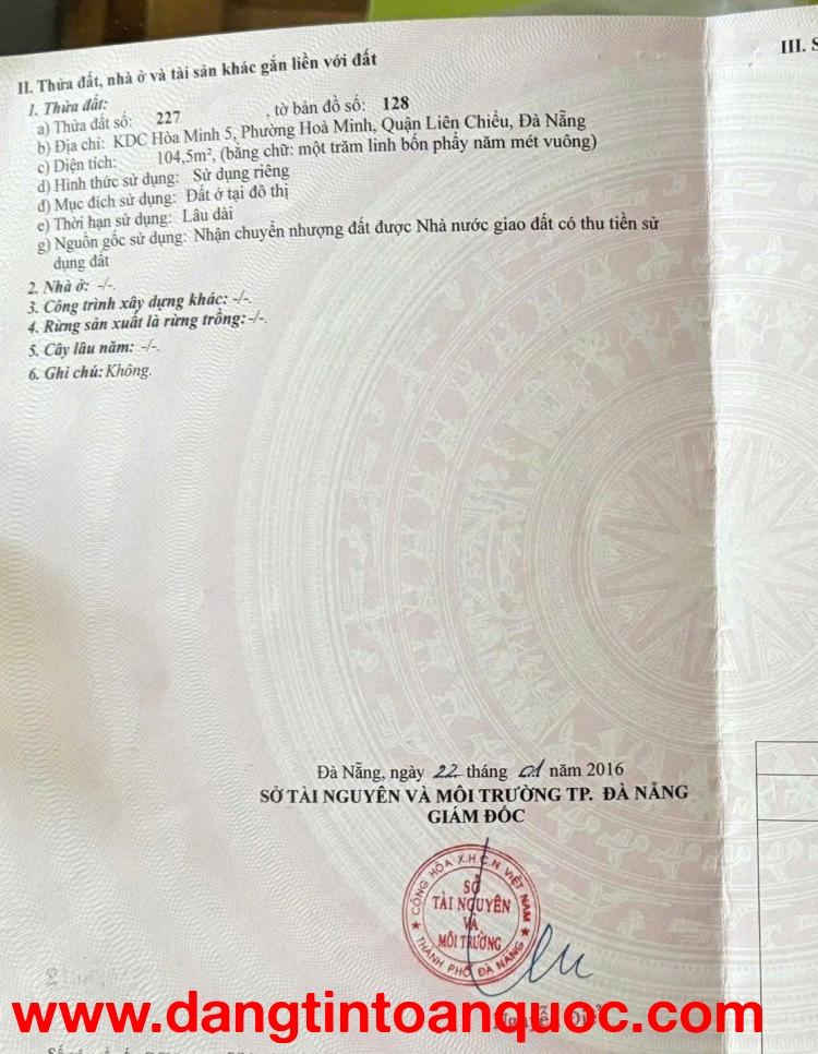 ????????Bán đất GÓC 2MT đường Đá Mọc 5 & Nguyễn Minh Không