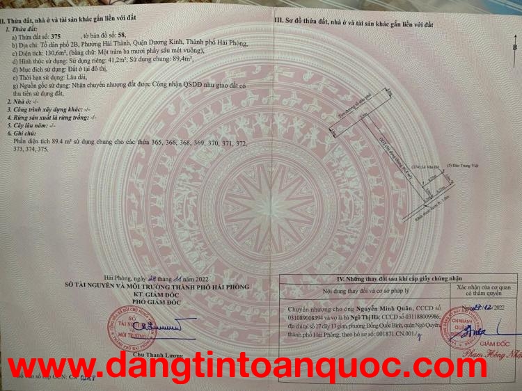 BÁN LÔ ĐẤT ĐẸP TẠI HẢI THÀNH 2 - DƯƠNG KINH - TUYẾN CÔNG VIÊN