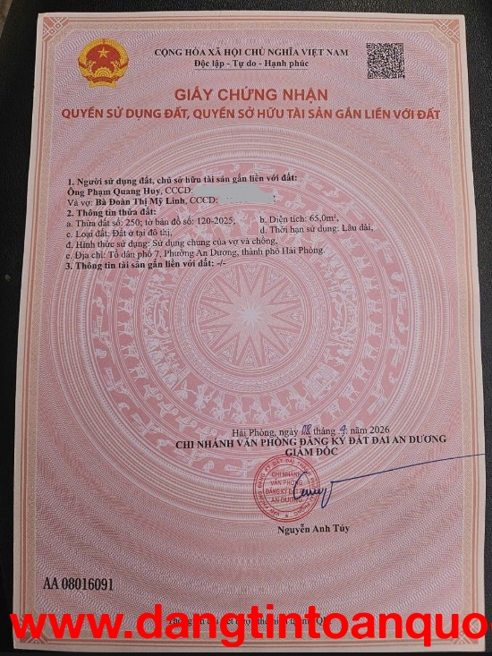 Chính Chủ Bán Nhà Cấp 4 - Giá Tốt - Vị Trí Đẹp Tại An Dương - Khu dân cư đông đúc - Tiện ích đầy đủ