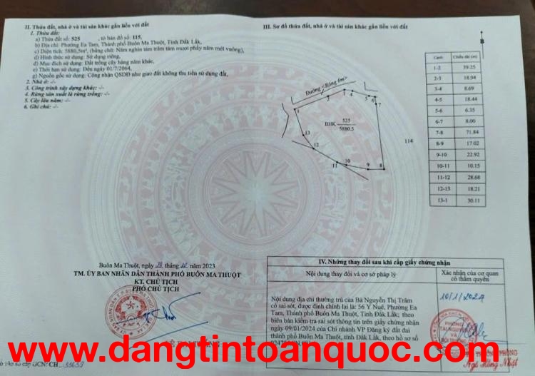 Cần bán hoặc cho thuê lô đất rộng 3 mặt tiền Tại Mai Thị Lựu, Phường Ea Tam, Thành phố Buôn Ma Thuột