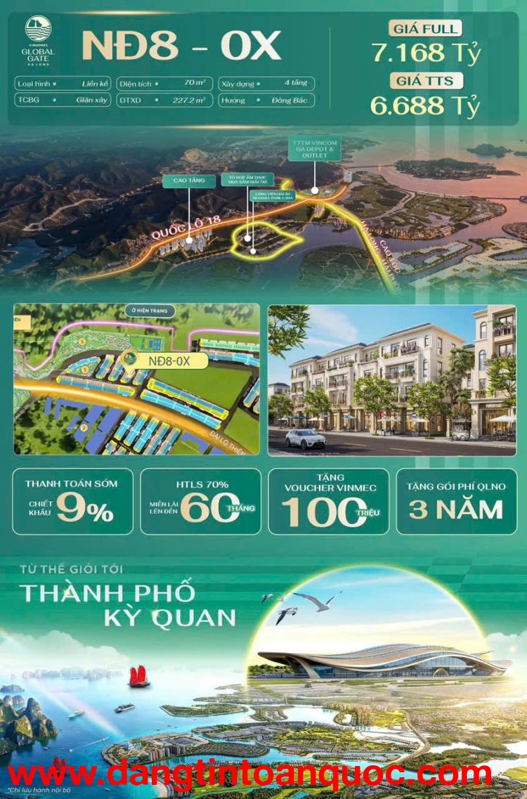 Nhỉnh 1 tỷ, bạn sở hữu ngay siêu phẩm liền kề 70m tại dự án đẳng cấp nhất thế giới.