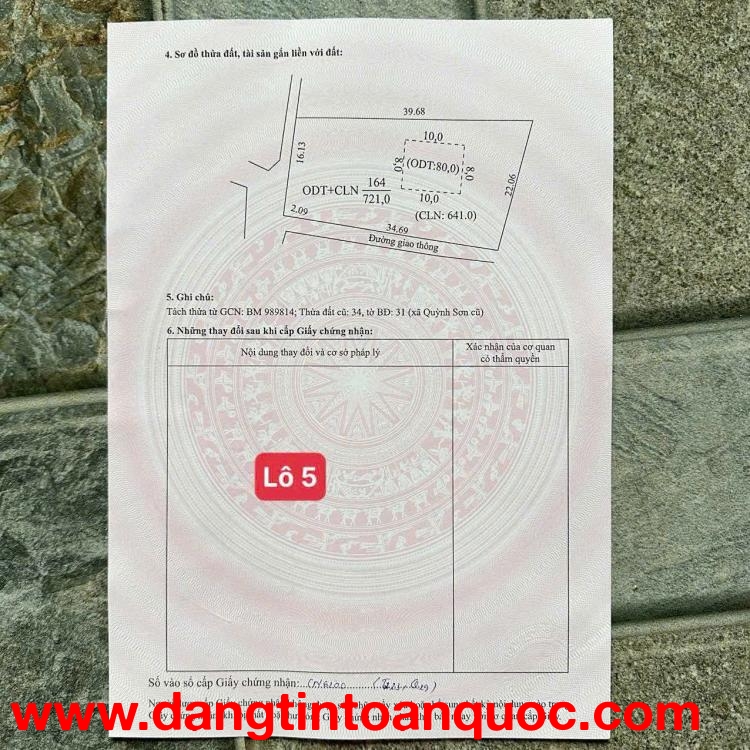 Bán lô đất 721m2 Tại Quỳnh Sơn - Yên Dũng - Bắc Giang.