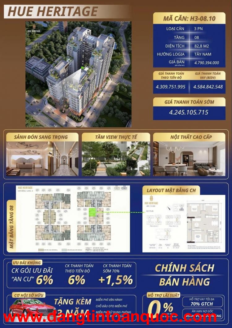 HIỆN TẠI HUẾ HERITAGE CHỈ CÒN 2 CĂN – DT 82.8M2 – GIÁ RẺ NHẤT GIỎ HÀNG. LH:0334654136.