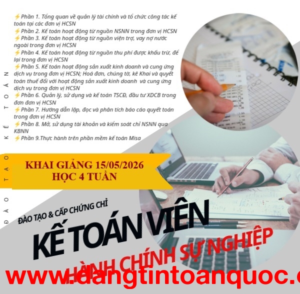 Học chứng chỉ KẾ TOÁN VIÊN HÀNH CHÍNH SỰ NGHIỆP 