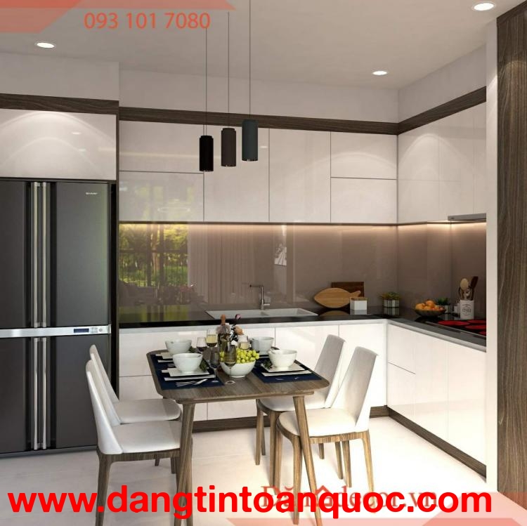Tủ Bếp Đẹp Vũng Tàu -  Mdf Phủ Acrylic Trắng