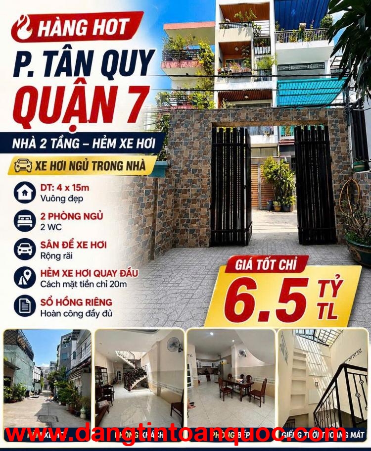 HIẾM BÁN NHÀ ĐƯỜNG SỐ 47 TÂN QUY 4X15 HẺM OTO CHỈ 6 TỶ 5