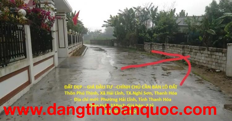 ĐẤT ĐẸP – GIÁ ĐẦU TƯ –CHÍNH CHỦ CẦN BÁN LÔ ĐẤT Thôn Phú Thịnh, Xã Hải Lĩnh, TX.Nghi Sơn, Thanh Hóa