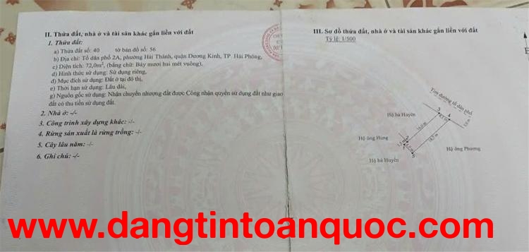 ĐẤT ĐẸP - GIÁ TỐT - Cần Bán Nhanh Lô Đất mặt đường bờ mương Hải Thành 2, Dương Kinh, TP Hải Phòng