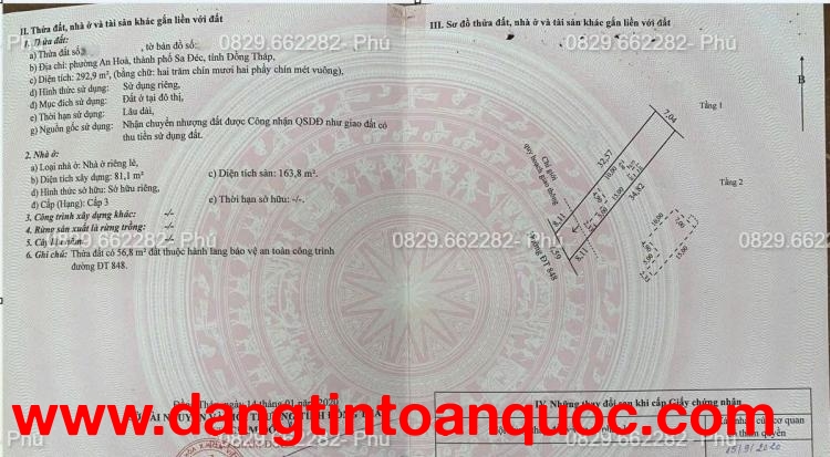 Bán Nhà Đất Mặt Phố Diện Tích Lớn 989m2 (15x70m) Đ.848 An Hòa, TP Sa Đéc.. Giá 20 Tỷ.