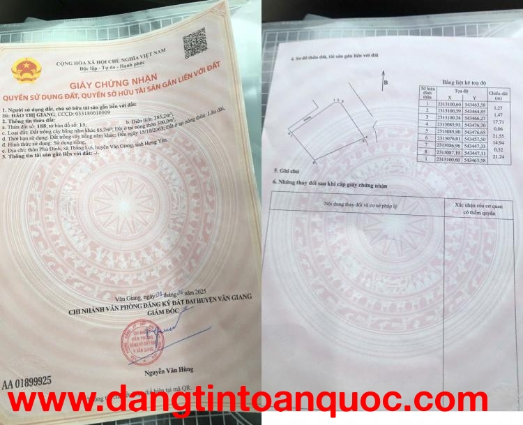 CHÍNH CHỦ Cần Bán ĐẤT 2 MẶT TIỀN - GIÁ TỐT Tại THẮNG LỢI, LIÊN NGHĨA - VĂN GIANG - HƯNG YÊN ( nay là