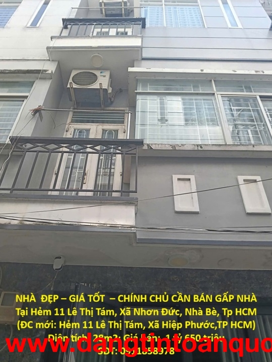 CHÍNH CHỦ BÁN GẤP NHÀ Tại Xã Nhơn Đức, Nhà Bè, TP Hồ Chí Minh