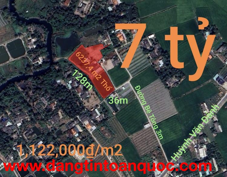 Bán đất thổ xã Vàm Cỏ gần Quốc Lộ 50B giá 7 tỷ
