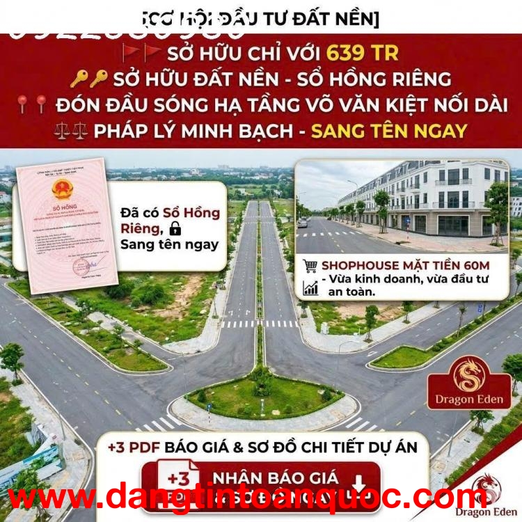 Ưu đãi đặc biệt cho nền đất góc công viên tại KDC Mai Bá Hương ( Dragon Eden )