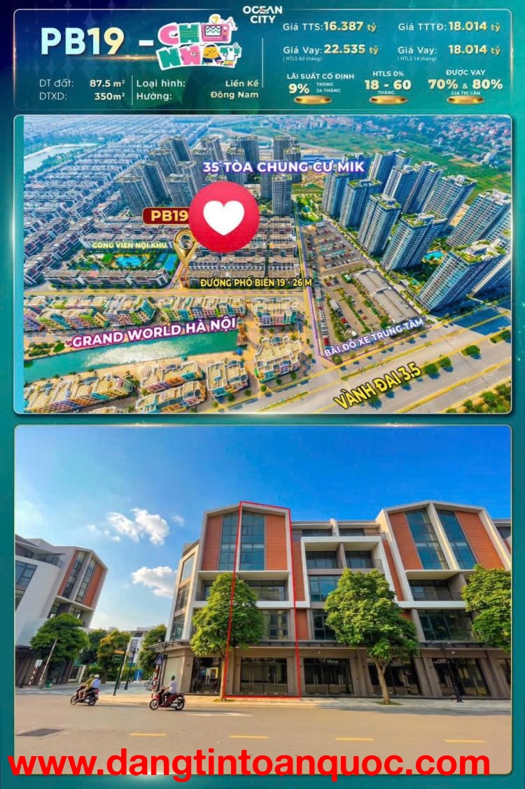 SHOPHOUSE NHỈNH 16 TỶ HÀNG HIẾM CHỦ ĐẦU TƯ TRỤC KINH DOANH – PB19 OCEAN CITY VỪA Ở VỪA KD SỔ LÂU DÀI
