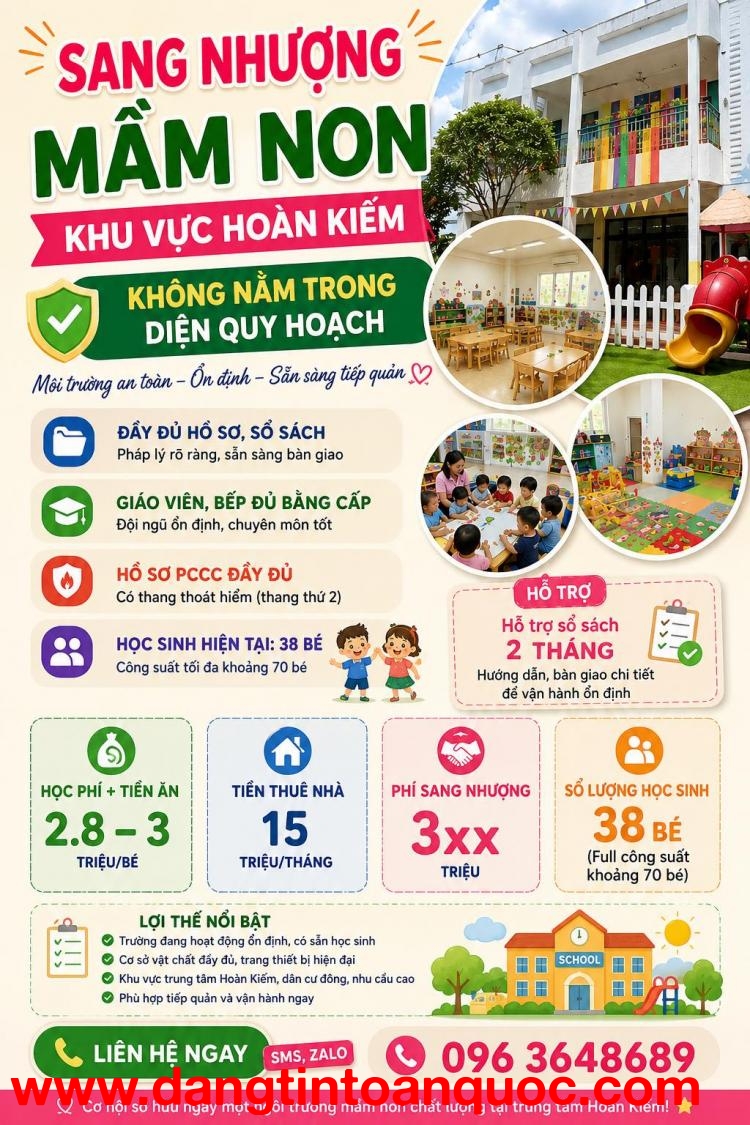 SANG NHƯỢNG MẦM NON KHU VỰC HOÀN KIẾM, HÀ NỘI  KHÔNG NẰM TRONG DIỆN QUY HOẠCH