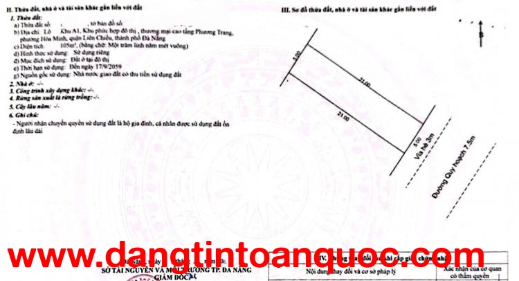 ????????Bán đất đường Trần Đăng - DT 105m2 - sát biển
