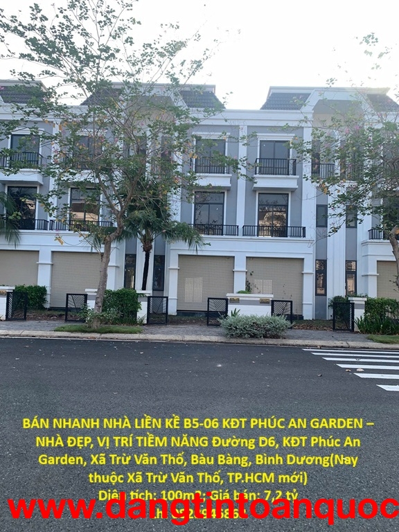BÁN NHANH NHÀ LIỀN KỀ B5-06 KĐT PHÚC AN GARDEN – NHÀ ĐẸP, VỊ TRÍ TIỀM NĂNG Xã Trừ Văn Thố, Bàu Bàng