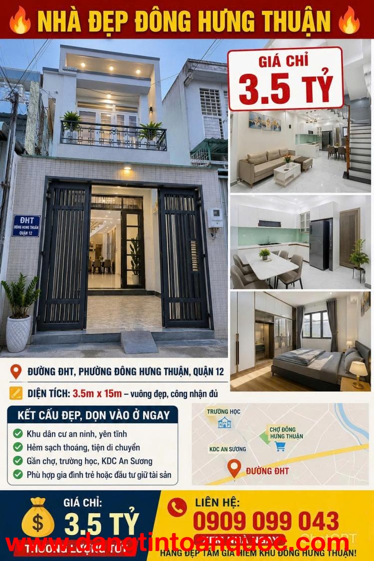NHÀ ĐẸP ĐÔNG HƯNG THUẬN – GIÁ CHỈ 3.5 TỶ