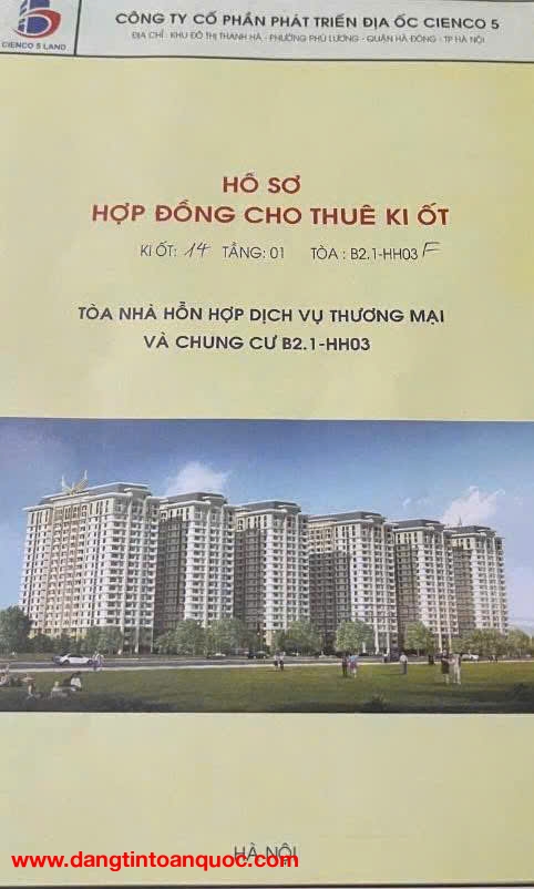 Bán kiot  kinh doanh các mặt hàng: Kiot số 14 tầng 1 tòa B2.1 HH03F  khu 6 tòa mới. Tại khu đô thị T