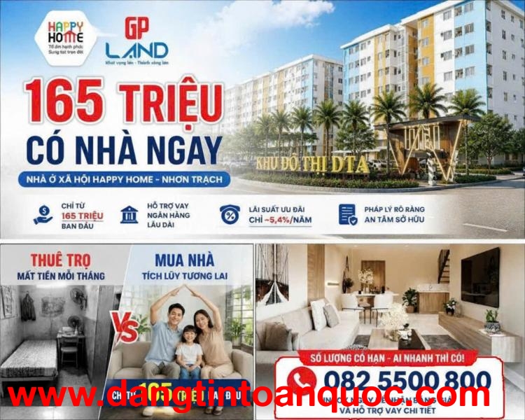 Happy Home 2PN + 2WC - Thanh toán 30% (165 Triệu) sở hữu ngay, sổ hồng riêng⁠